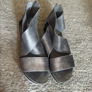 Eileen Fisher Sport Metallic Silver Sandals